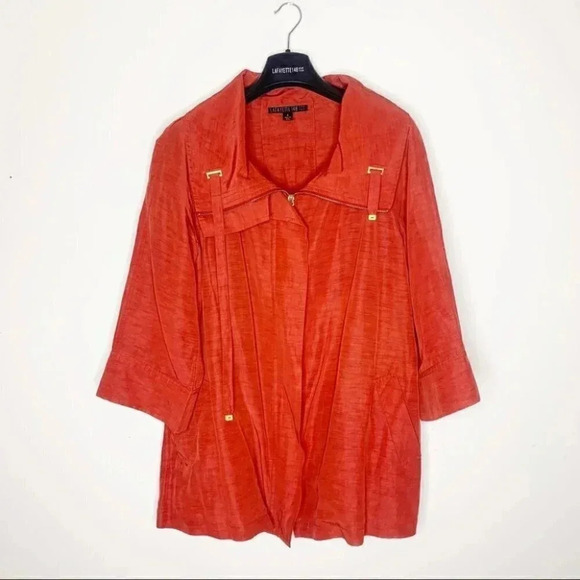 Lafayette 148 New York Designer Linen Swing Coat Jacket Size 4 - Picture 1 of 9